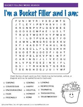 Bucket Filling Word Search