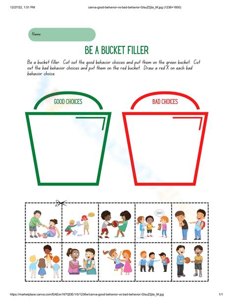 Bucket Filling Worksheets Examples