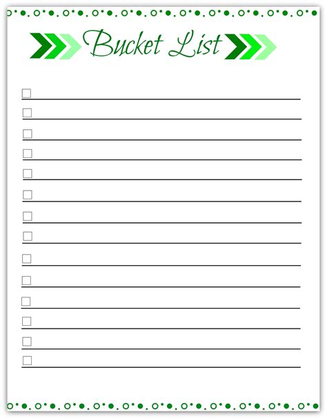 A screenshot of a bucket list template