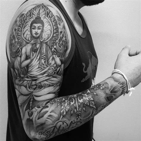 Buddhist forearm sleeve tattoos designs