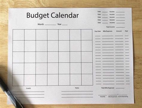 Budget Calendar