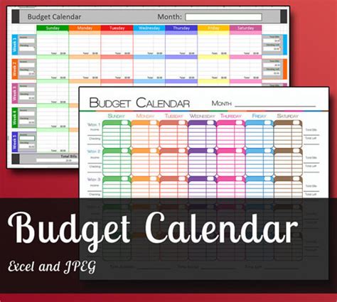 Budget calendar template Excel download