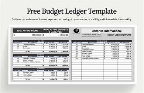 Budget Ledger Template