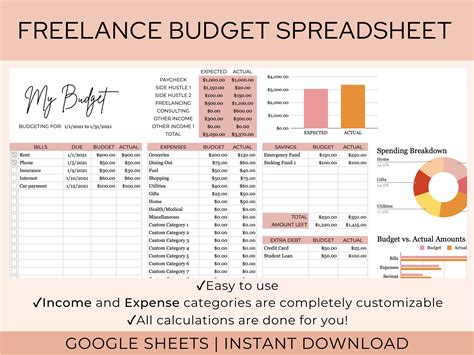 Budget template for freelancers using Goodnotes