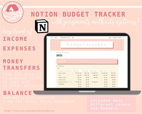 A budget tracker template for Notion