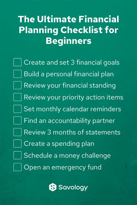 Budgeting and financial planning checklist