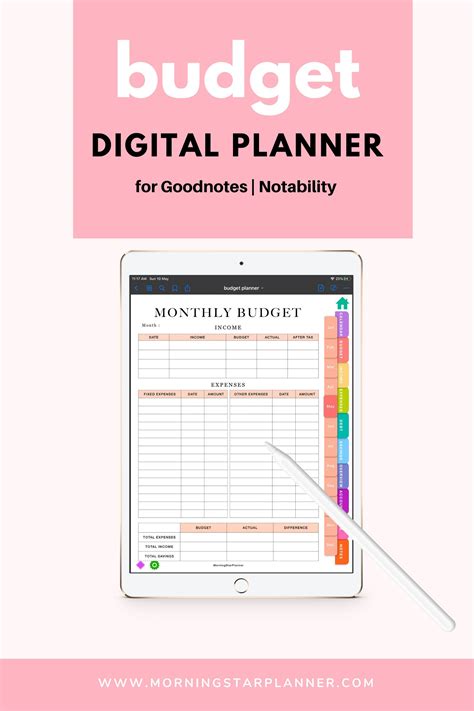 Budgeting template for Goodnotes