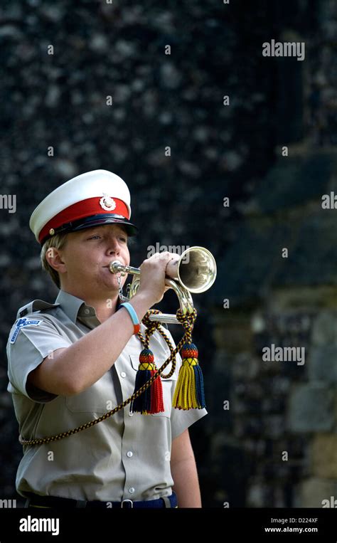 A group of bugle players performing together