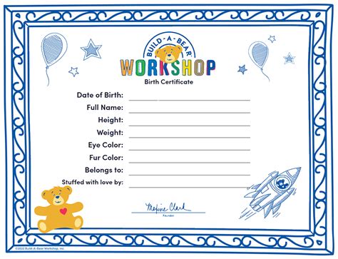 Build A Bear Certificate Template 1