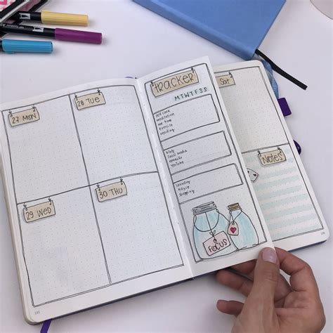 Bullet journal planner with customizable layouts