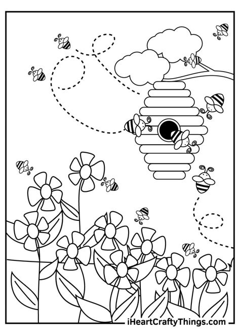 Bumblebee in a garden coloring page