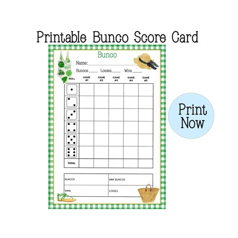 Bunco Card Template