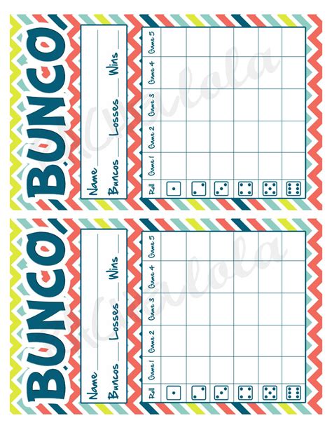 Bunco Card Template Design