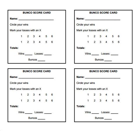 Bunco Score Cards Template Google Docs