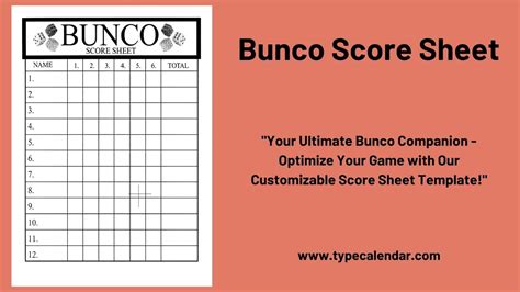 Bunco score sheet ideas