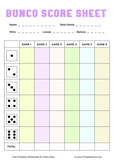 Bunco Score Sheet Template 3