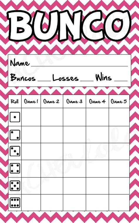 Bunco Score Sheet Template 9