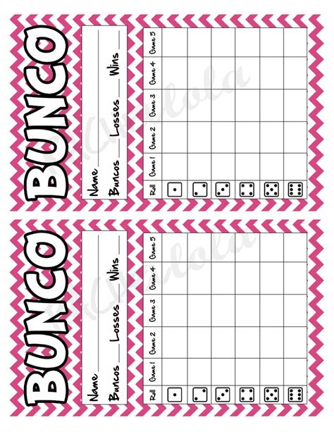 Bunco Scorecard Ideas