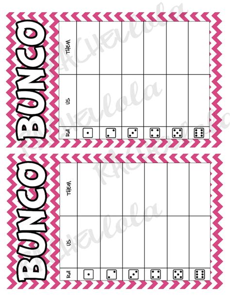 Bunco Table Tally Sheet Template Gallery