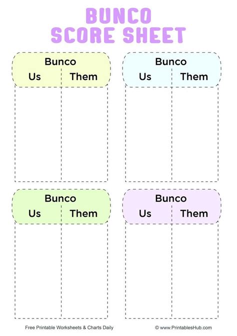 Bunco Table Tally Sheet Template Gallery