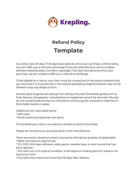 Bundle Deals Refund Policy Template