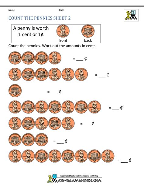 Bunny coin counting worksheets for kids