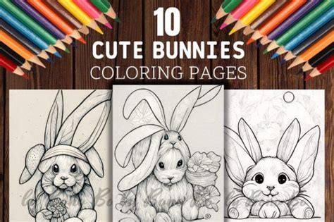 Bunny Coloring Pages with Colored Pencils