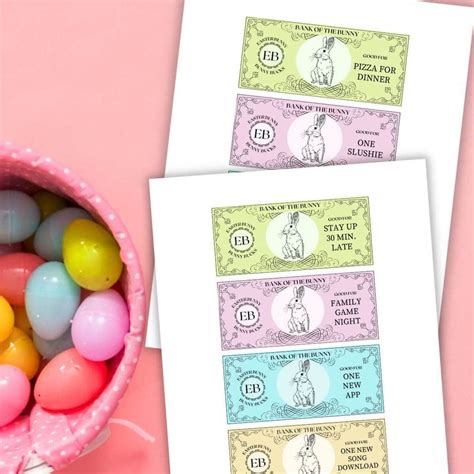 Bunny money charts for kids