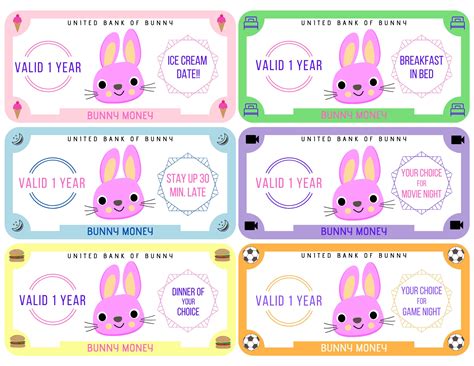 Bunny money printable templates for kids