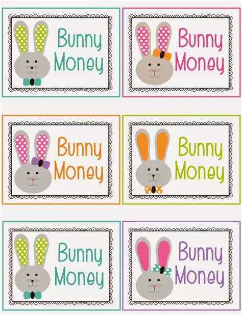 Bunny money printables for kids