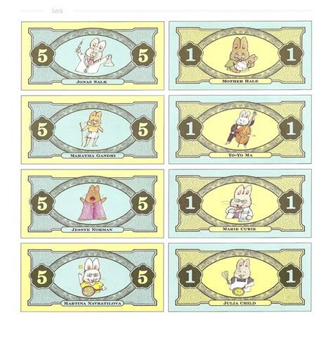 Bunny money printables for kids