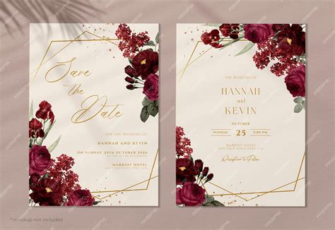 Burgundy wedding invitation template 7