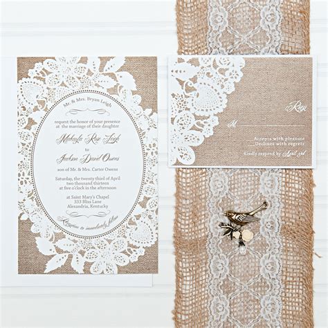 Burlap and Lace Wedding Invitation