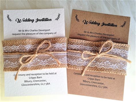 Burlap and Lace Wedding Invitation