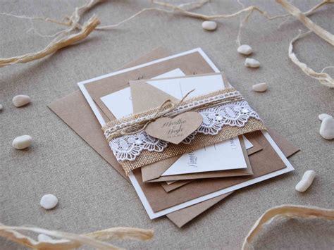 Burlap and Lace Wedding Invitation