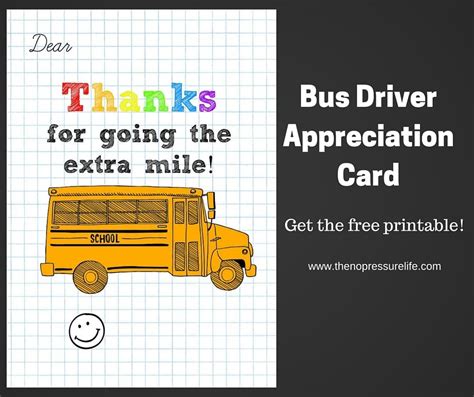 Bus Driver Appreciation Card