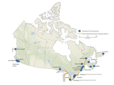 Map of Canada's busiest sea ports