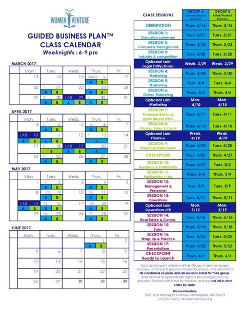 Business Calendar Template Example