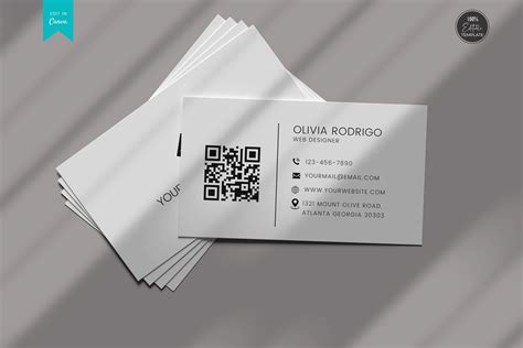 business card template with qr code