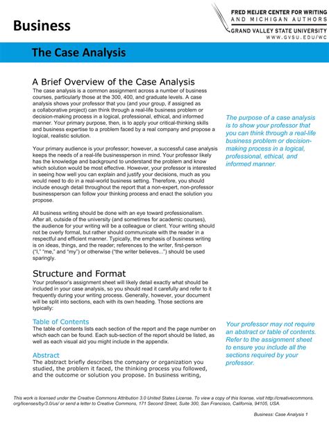 Business Case Analysis Template