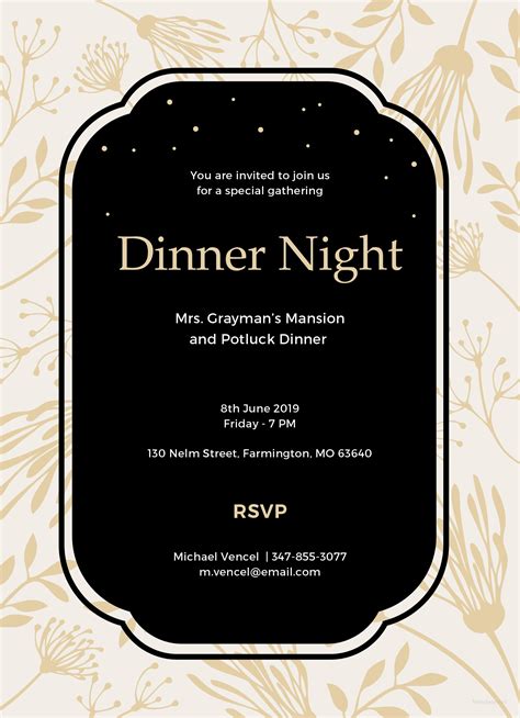 Business dinner invitation template pdf