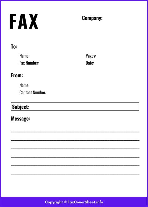 Business Fax Cover Sheet Template