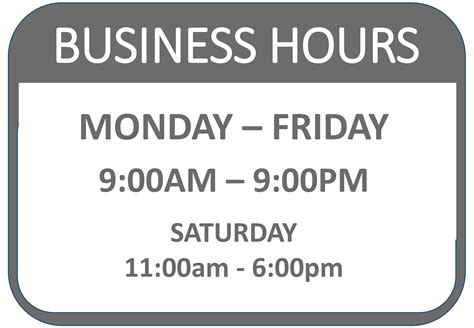 Business Hours Sign Examples