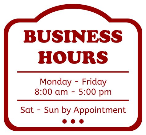 Business Hours Sign Templates Word