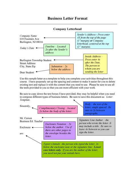 Business letter format example