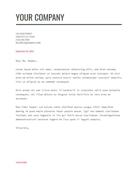 Business letter template in Google Docs