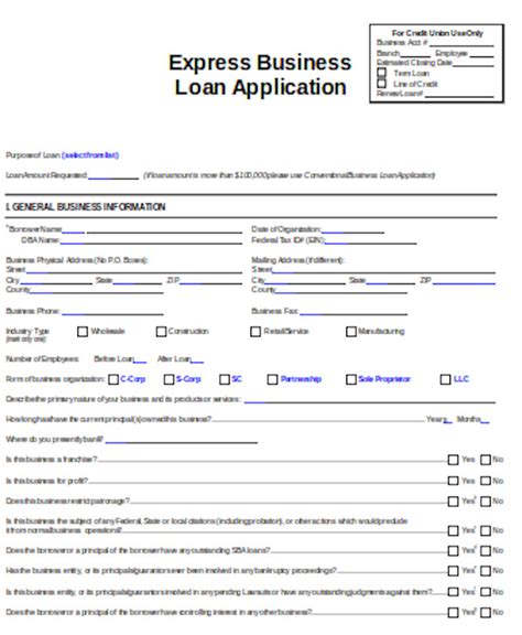 Business Loan Application Template