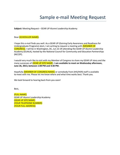 Business Meeting Request Letter Template