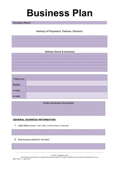 Business Plan Templates PDF