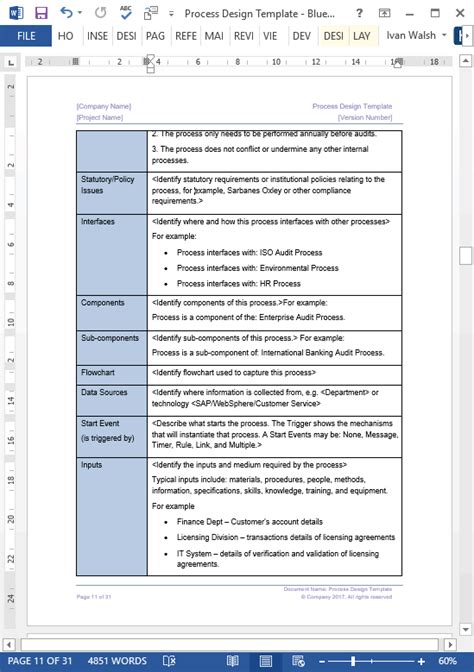 Example of business process template